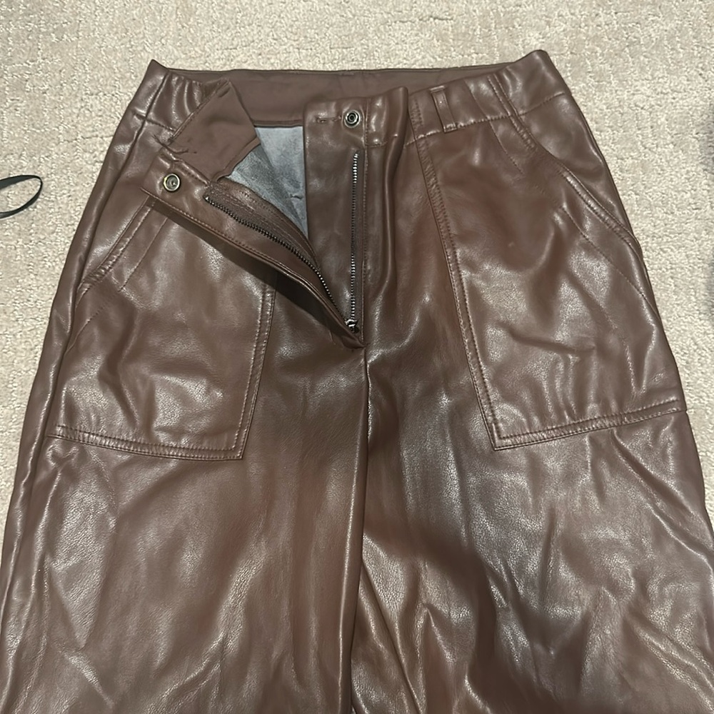 Brown high waisted leather pants